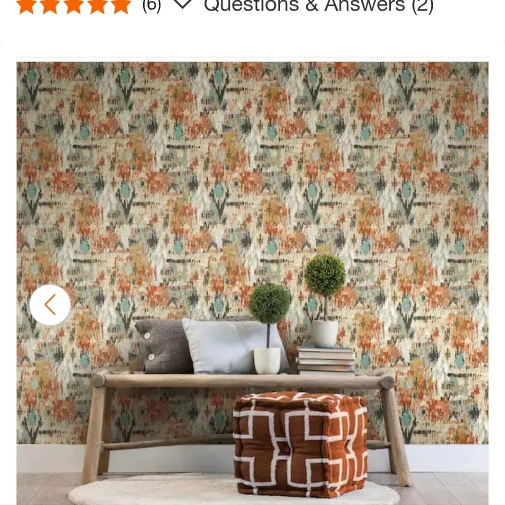 2.25 Rolls Of Room Mates Orange Aztec Peel And Stick Wallpaper Colorful